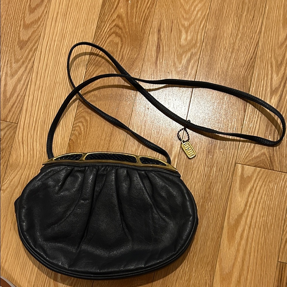 Navy leather Lizette vintage Shoulder Bag handbag clutch purse